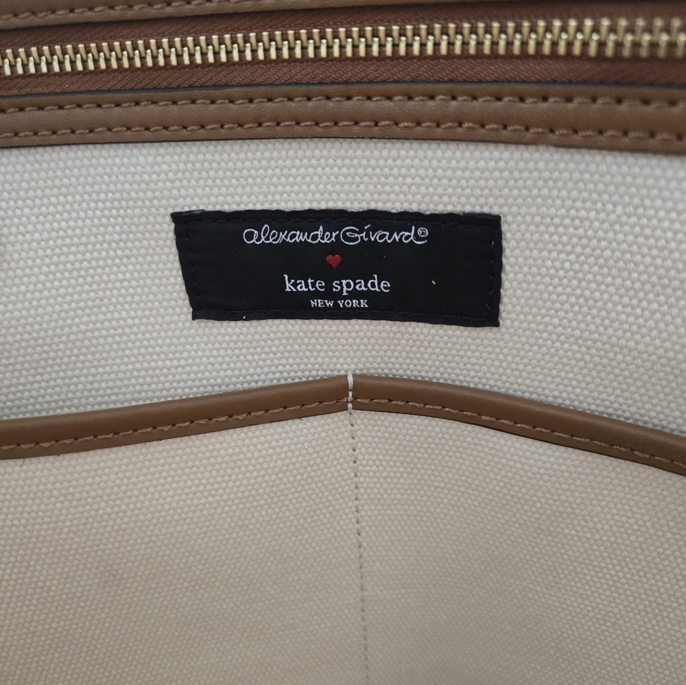 Kate Spade Cream and Brown Canvas Sun Tote - Picture 2 of 4